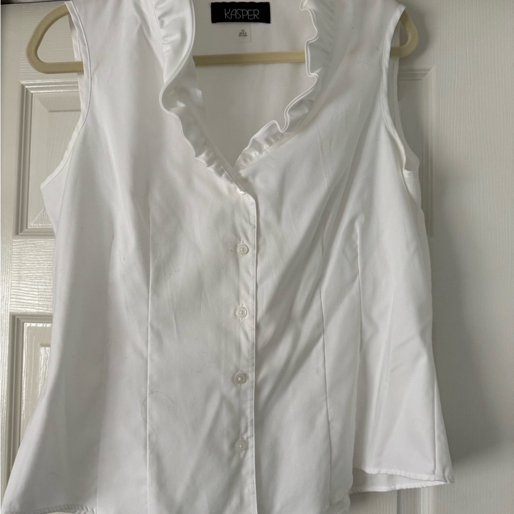 Kasper Women's Elegant White Button-Down Blouse
